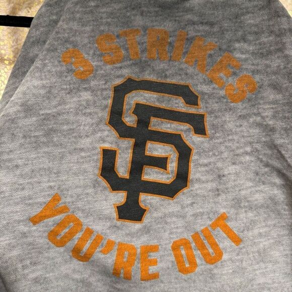 PINK Victorias Secret MLB San Francisco Giants Cold Shoulder Sweater Gray Large - Picture 6 of 8